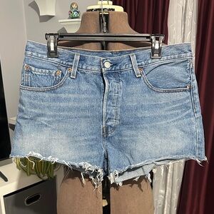 Levi's Light Blue Denim Cutoff Shorts with Frayed Hem